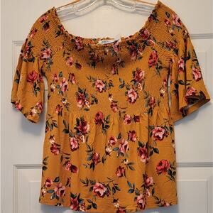 BOHO Shirt by Ricki's Floral Off Shoulder Style Size S/P